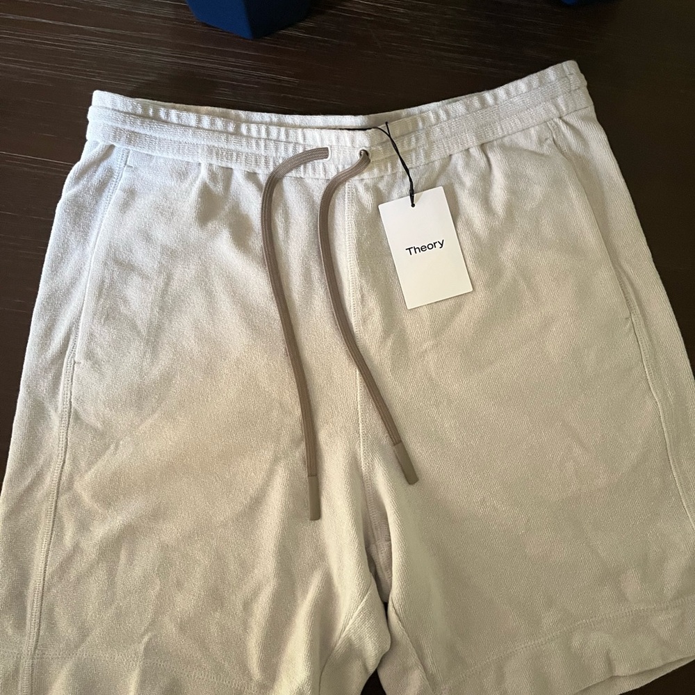 Theory Tan Athletic Shorts with Elastic Waistband